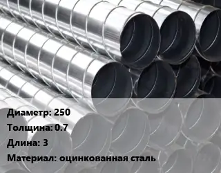 Круглый воздуховод 250х0.7 L=3 оцинкованная сталь